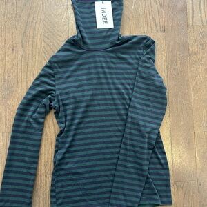 Kids Navy and Green Striped Long Sleeve Tee